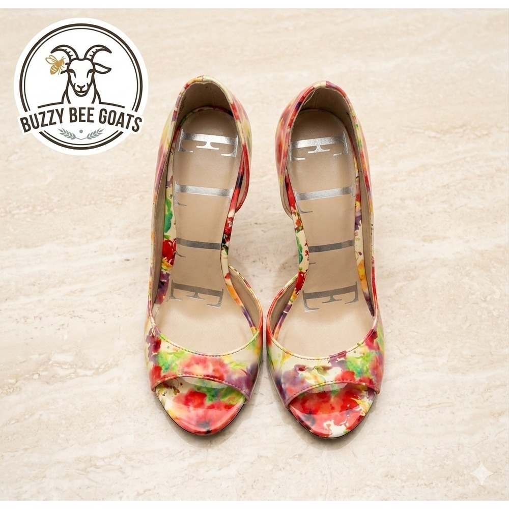 WOMENS Elle FLORAL PEEP TOE HIGH HEELS PUMPS STILETTOS SIZE 7 MEDIUM